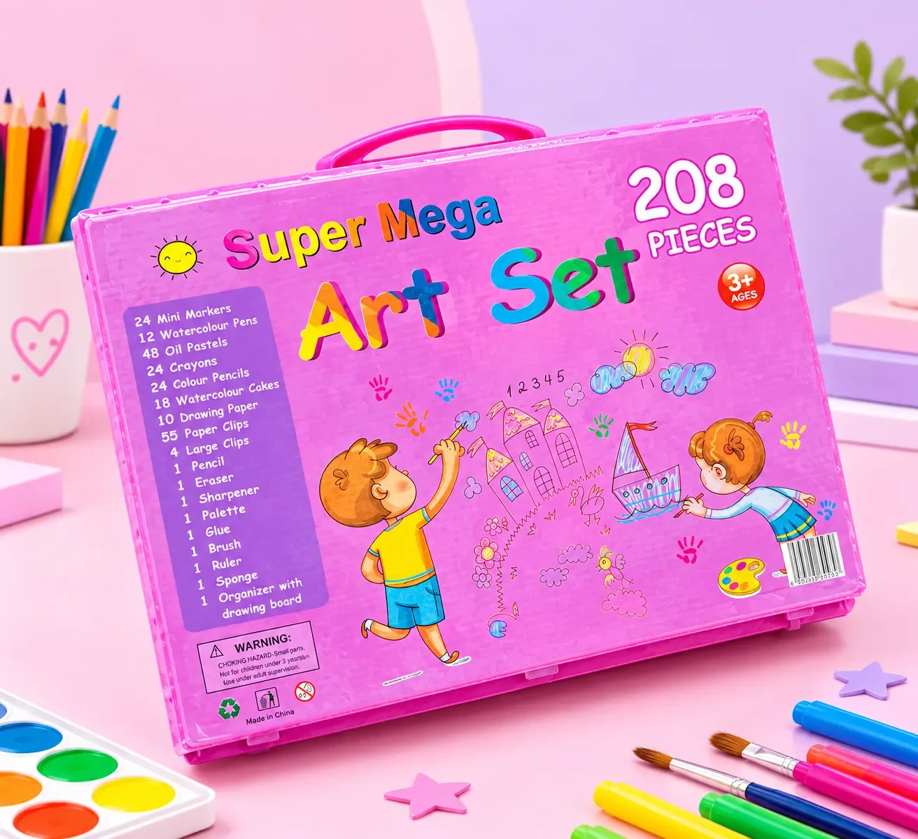 208pc Super Mega Art Set Pink Box